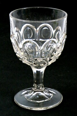 #ad Vintage EAPG Clear Design Cut Crystal Look Glass Wine Goblet 6quot; Tall $18.37