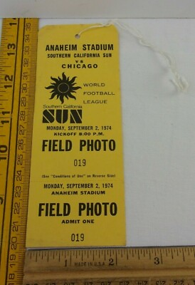 #ad 1974 Anaheim SoCal Sun vs Chicago World Football League press ticket $19.96