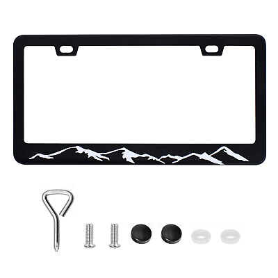 #ad 1X For Subaru Accessories Mountains Raised BLACK Car License Plate Frame Cover $11.69