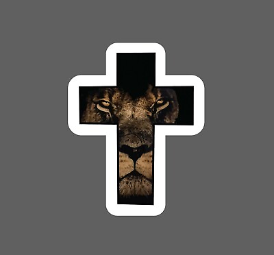 #ad Lion Cross Sticker Jesus Faith Waterproof Buy Any 4 For $1.75 Each Storewide $2.95