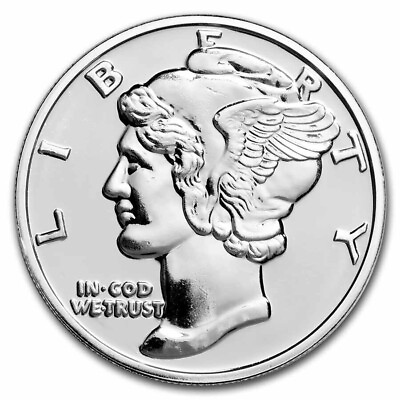 #ad Mercury Dime 1 oz Silver Coin $37.98