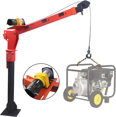#ad Winch 1100Lb Folding Truck Mounted Crane with Electric Winch 3500 Lb 12V Paint $540.99
