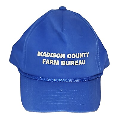 #ad Madison County Farm Bureau Snapback Trucker Hat Cap Headliner Blue Rope Vintage $9.24