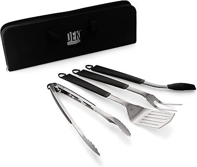 #ad DEK® 4 PC BBQ Tool Set Heavy Duty Stainless Steel Design with Carry Case $40.29