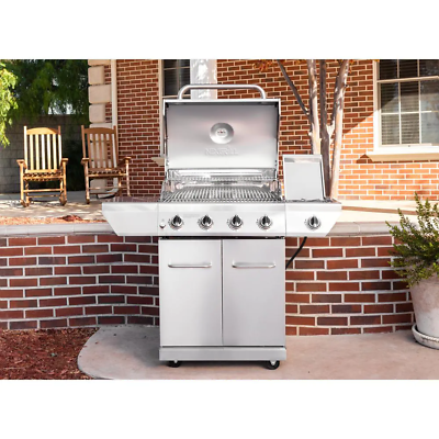 #ad 4 Burner Stainless Steel Propane Gas Grill With Side Burner Easy to Clean Grates $570.76