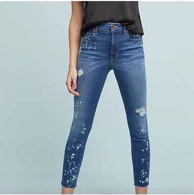 #ad Anthropologie Level 99 25 Splash Wash Jeans Destroyed Skinny Frayed Hem Ankle $21.25