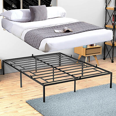 #ad 14quot; Twin Full Queen King Size Bed Frame Metal Platform Slat Support Sturdy Steel $109.99