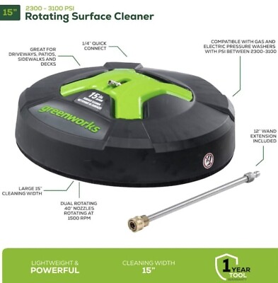 #ad Greenworks 15quot; Pressure Washer Surface Cleaner Attachment With 12quot; Extension $55.99