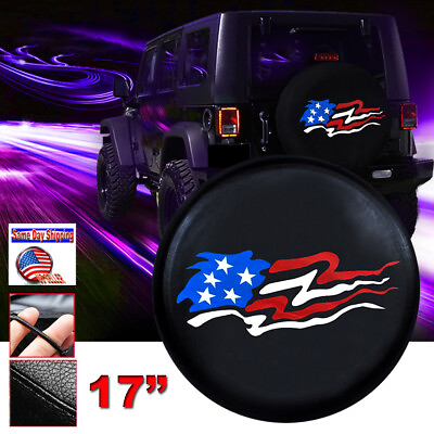 #ad 17quot; Black Spare Tire Cover American Flag for Jeep SUV Truck Size XL Wheel cover $17.39