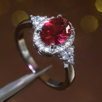 925 Silver Women Wedding Ring Fashion Oval Cut Cubic Zircon Jewelry Sz 6 10 #ad C $3.35