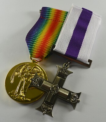 #ad Pair of Full Size Replica WW1 Service Medals. Great War Victory Gallantry Cross GBP 14.99