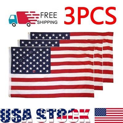 3x5 Ft American Flag w Grommets United States Flags US America 3 Pack USA #ad $6.10