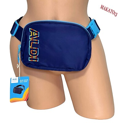 #ad ALDI Gear 2024 Navy Dark Blue Belt Bag Fanny Pack Rainbow Logo Strap $23.95