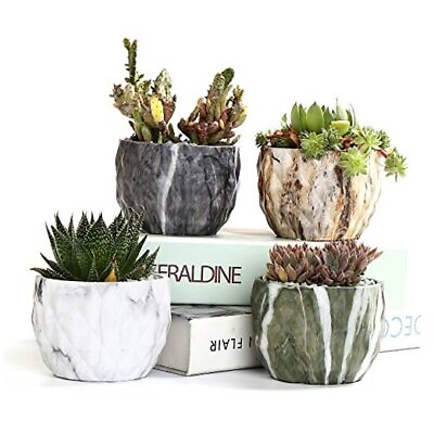 #ad Sun E Modern Style Marbling Ceramic Flower Pot Succulent Cactus Planter Pots $29.41