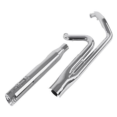 #ad SHARKROAD Chrome 2 into 1 Exhaust Pipe 4quot; Muffler for Harley Touring 1995 2016 $499.99