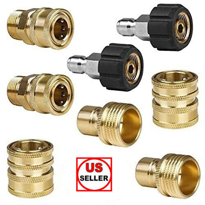 #ad #ad 8Pc Pressure Washer Adapter Set Quick Disconnect Kit M22 Swivel to 3 8#x27;#x27; Connect $20.89
