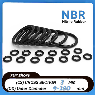 #ad O Ring Seals Washers NBR Nitrile Rubber 3mm Cross Section Oil Sealing Gasket $41.59
