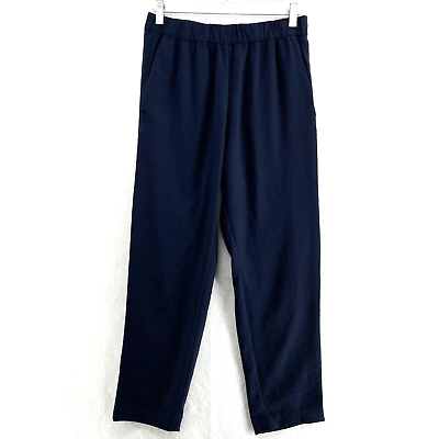 #ad Hamp;M Pull On Pants Women#x27;s Sz 8 Blue High Rise Elastic Waist Tapered Pockets $12.99