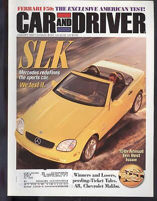 #ad 1997 Car amp; Driver Magazine: SLK Mercedes Ferrari F50 Mitsubishi Mirage LS $4.00