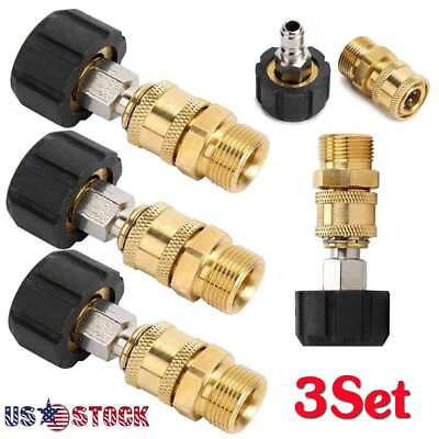 #ad 3Pairs Pressure Washer Hose Connector Adapter Quick M22 to 1 4quot; Gun to Wand US $27.50