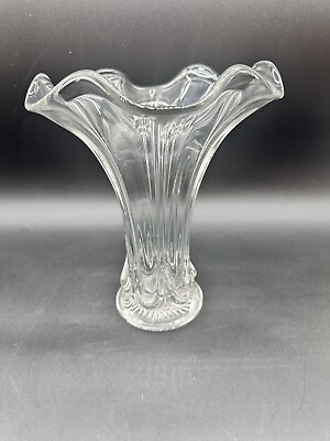 #ad EAPG Clear HEISEY Elegant Glass DRAPED Colonial Six Panel Swung Vase 9in READ $39.80