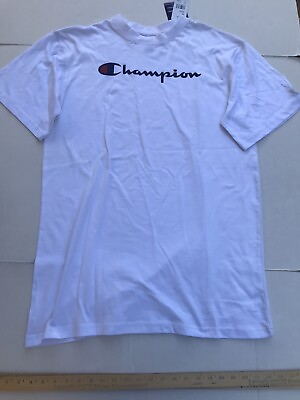 #ad CHAMPION Short Sleeve White Logo Tee Shirt New 100% Cotton Tall Men#x27;s Sz LT $13.84