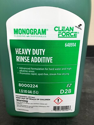 Heavy Duty Rinse Additive Liquid Concentrate 1.32 Gallon Monogram Clean Force $29.99