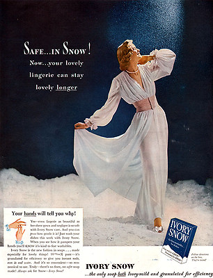 Negligee amp; Gown Lingerie IVORY SNOW DETERGENT Safe in Snow 1948 Magazine Ad $23.99