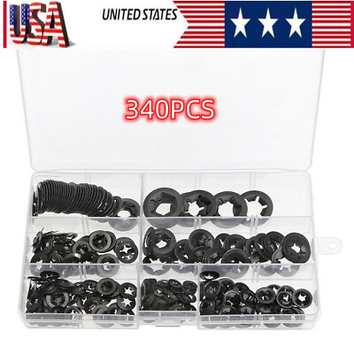 #ad 340pcs Assortment Internal Tooth Star Lock Spring Quick Washer Push On Speed Nut $12.95