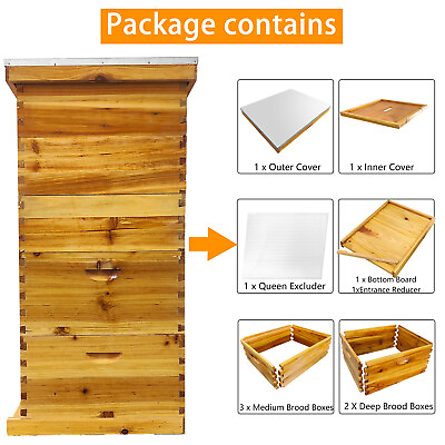 #ad Langstroth 10 Frames Size Beehive Frames Bee House for Beekeeping 5 Boxes $138.99