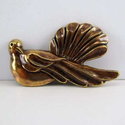 #ad Vintage DOVE Art Nouveau BRASS PIN French Casting BIRD Brooch ART DECO Stylized $10.00