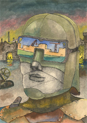#ad Terry Buchanan b.1938 1994 Watercolour Industrial Head Study $147.35
