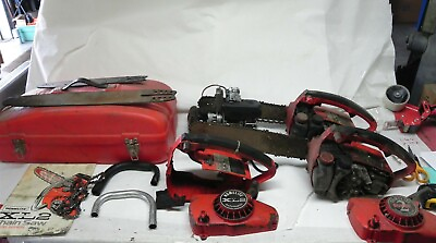 #ad LOT OF 3 HOMELITE CHAINSAWS SUPER 2 XL2 CASE CHAINS MANUAL AND PARTS GREAT DEAL $179.97