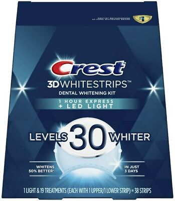 #ad Crest 3D White Strips 1 Hour Express LED Light Whitening Kit 30 levels NIB $36.95