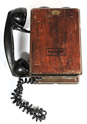 #ad Vintage Northern Electric Crank Phone 717 N717CG Wooden Wall Telephone 1940 ‘s C $193.38