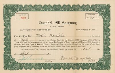 #ad #ad Campbell Oil Co. Stock Certificate Oil Stocks and Bonds $15.00