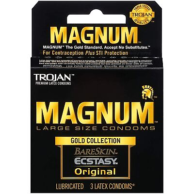 #ad Trojan Magnum Gold Collection Large Size Condom 3 pack $13.95