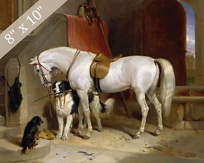 #ad Victorian Horse and Dog Painting Reproduction Giclee Print 8x10 Fine Art Paper $14.99