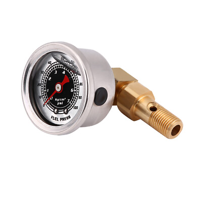 #ad *Universal Fuel Pressure Liquid Filled Regulator Gauge Adapter Kit 0 100PSI $12.45