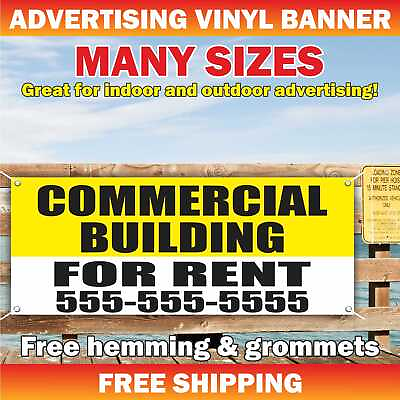 #ad COMMERCIAL BUILDING FOR RENT Advertising Banner Vinyl Mesh Sign space leasing $219.95