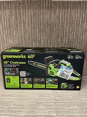 #ad #ad Greenworks 16 in. 60V Battery Cordless Chainsaw with batt amp; charger New $199.99