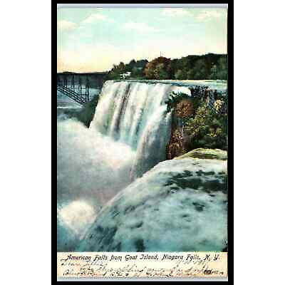 #ad #ad Postcard American Falls from Goat Island Niagara Falls NY $4.76