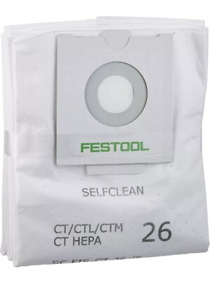 #ad Festool 496187 Selfclean Filter Bag For CT 26 SC FIS CT 5 Bags Cleantec $29.99