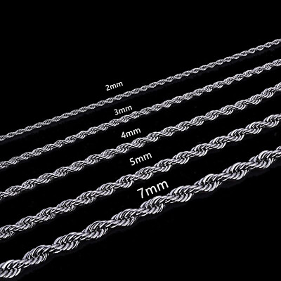 #ad 2 2.5 3 4 5 6 7mm 316L Stainless Steel Women Men Rope Chains Necklaces 18 32#x27;#x27; $7.90