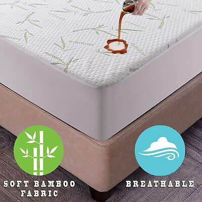 Bamboo Mattress Protector Hypoallergenic amp; Breathable Waterproof Mattress Cover #ad $18.49