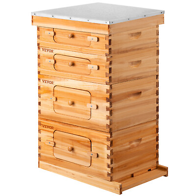 VEVOR Beehive Box Kit Bee Honey Hive 40 Frames 2 Deep 2 Medium Natural Fir Wood $202.34