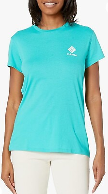 #ad Columbia Trek Short Sleeve Graphic T shirt Sportswear Classic Bright Aqua 2XL $19.95