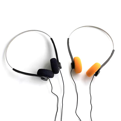 #ad Retro Foam On Ear Headphones Black Orange $7.59