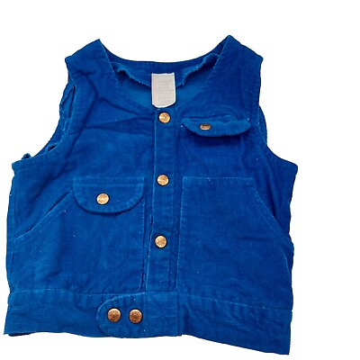 #ad Lil Joe Vintage Vest Toddler Cobalt Blue Sleeveless Snap Buttons Size 3 $10.48
