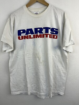 Vtg Delta Parts Unlimited USA Formula Crew T Shirt White Large Short Sleeve $17.99